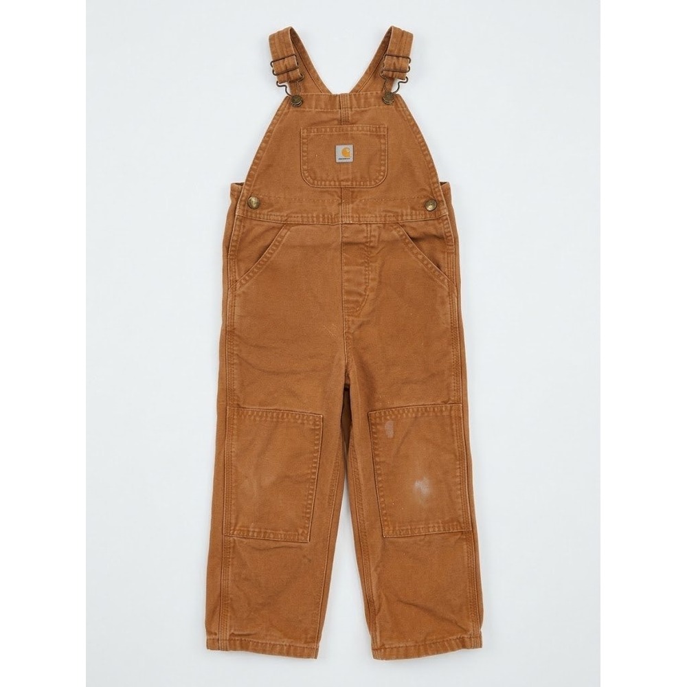 Carhartt Toddler 3T Brown Duck Canvas Double Knee Bib Overalls NOTES